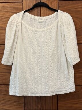 Nation Los Angeles Deana Envelope White Textured Shirt Women's Large